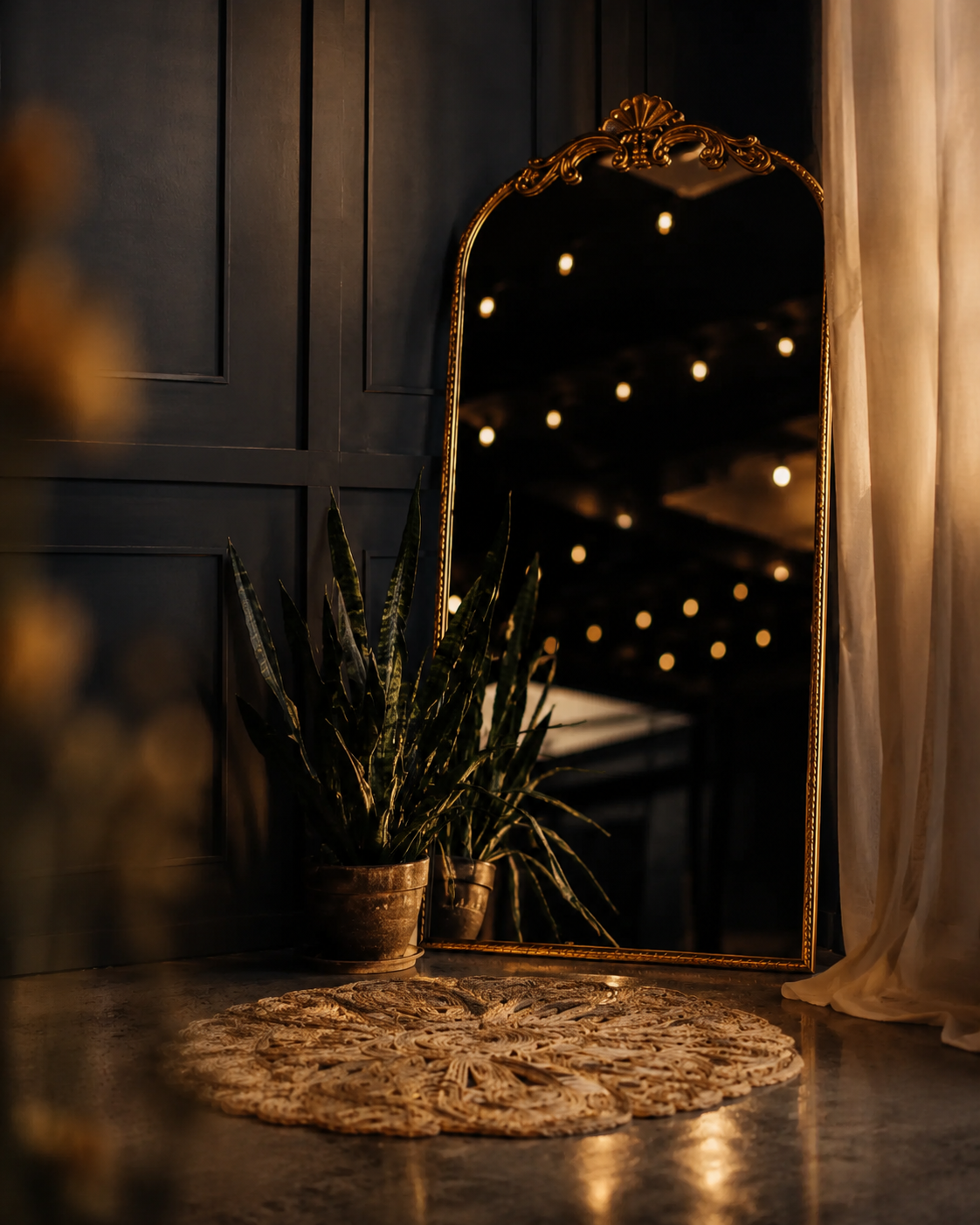 Elegant vanity mirror and candlelight in a Las Vegas boudoir studio representing the investment in a boudoir photography session
